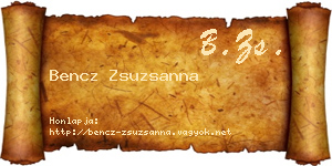 Bencz Zsuzsanna névjegykártya